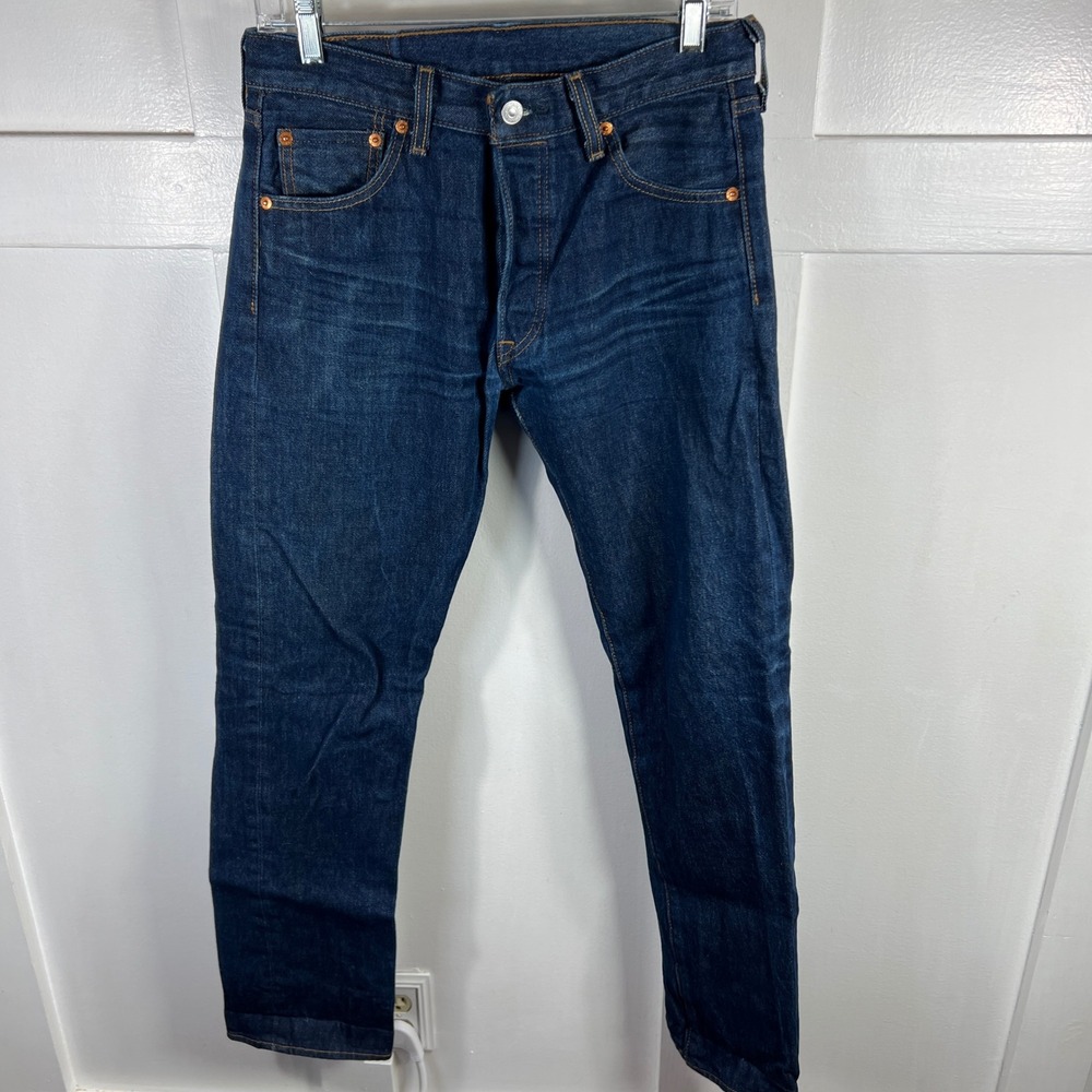 Levis 501 Original Fit Jeans Mens 30x34 Dark Indigo Blue Straight Leg 00501-0000